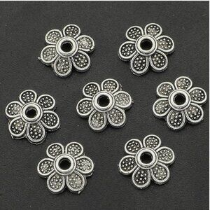 Daisy Flower Bead Cap Beads, Tibetan Style
